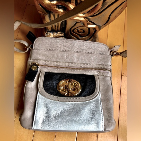Emma Fox, Beige, Black, Cream, Soft Leather Crossbody Bag, GUC - Picture 2 of 15